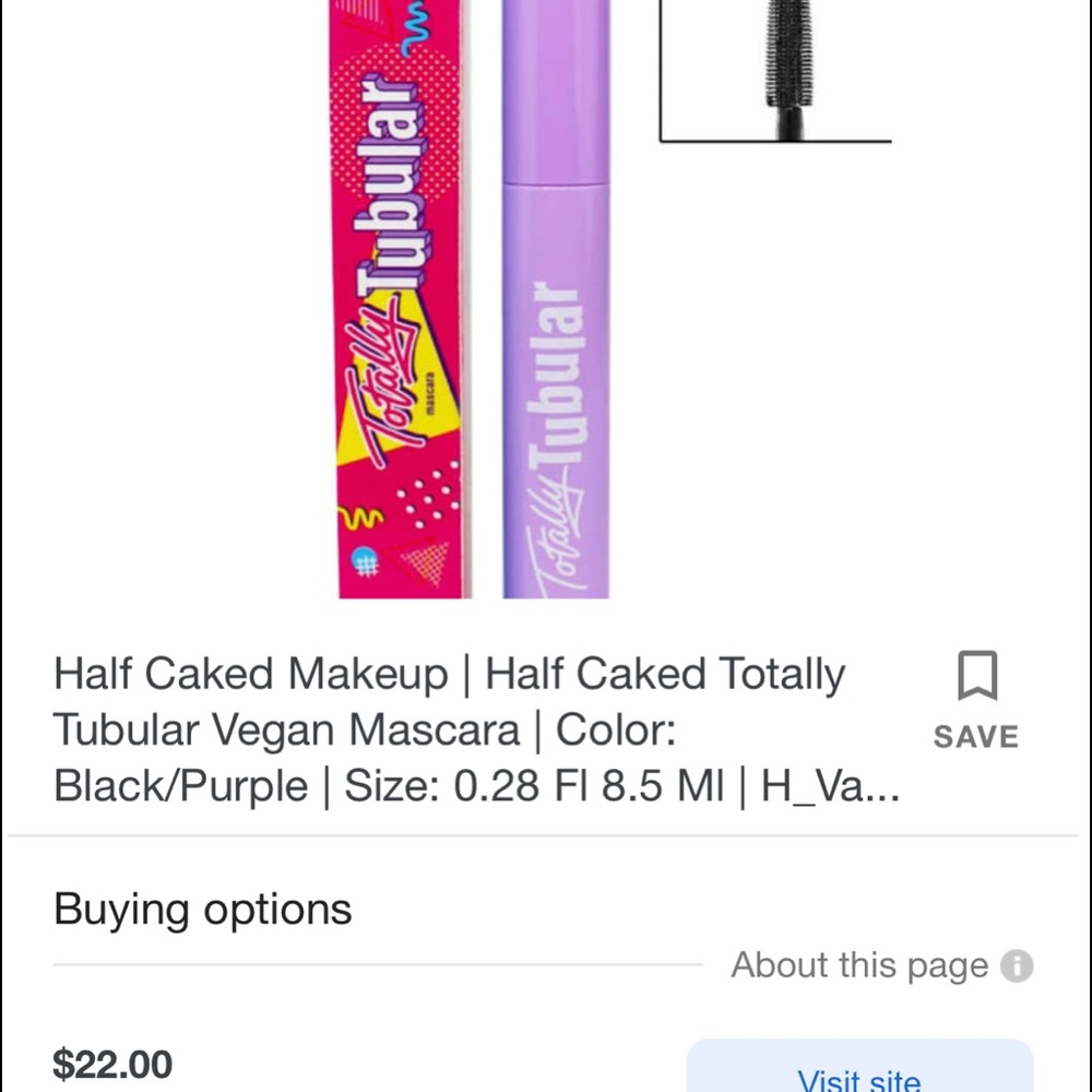 NWT Half caked totally tubular MASCARA VEGAN APPR.